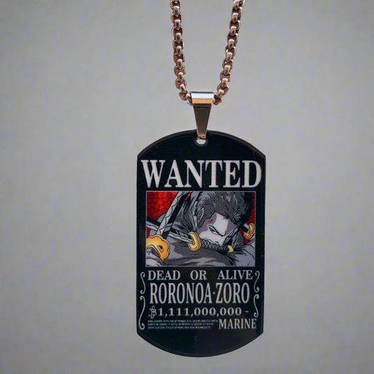 One Piece Roronoa Zoro Wanted Necklace
